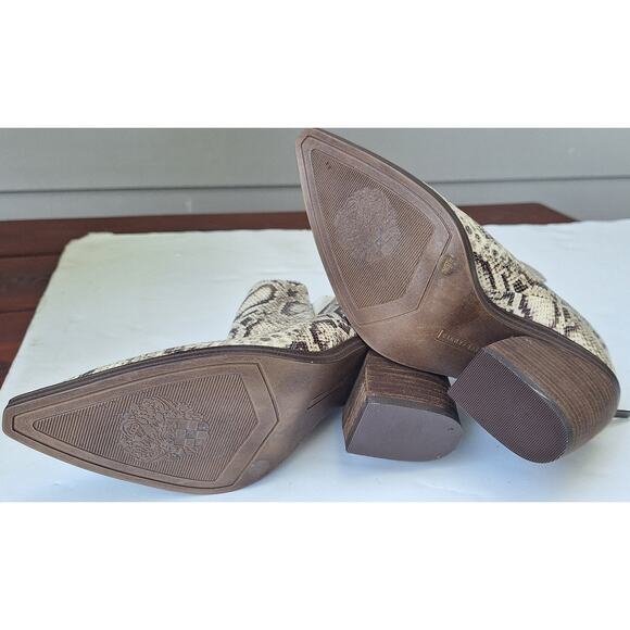 VINCE CAMUTO Gradina Snakeskin Leather Block Heel  Bootie Ankle Boot 7.5 Fall - Picture 8 of 11